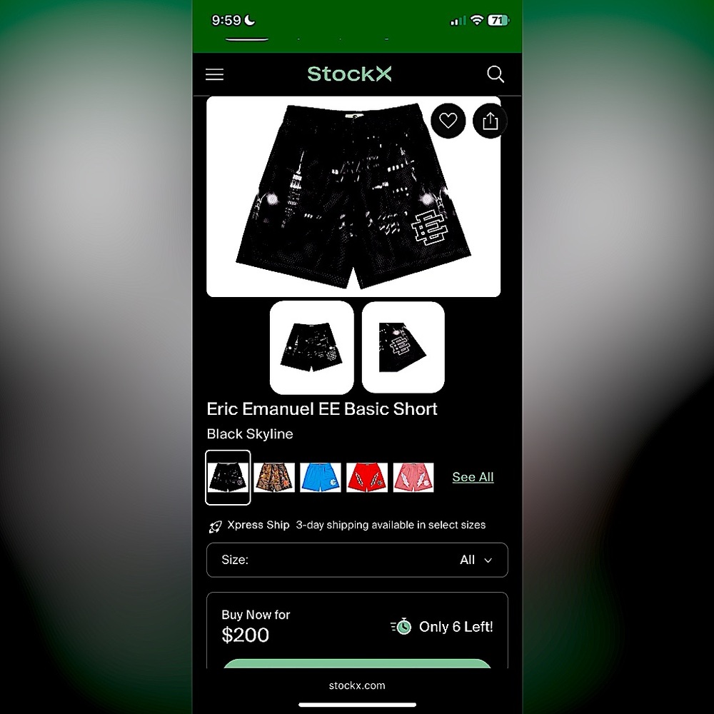 Eric Emanuel Athletic Shorts - Black Skyline